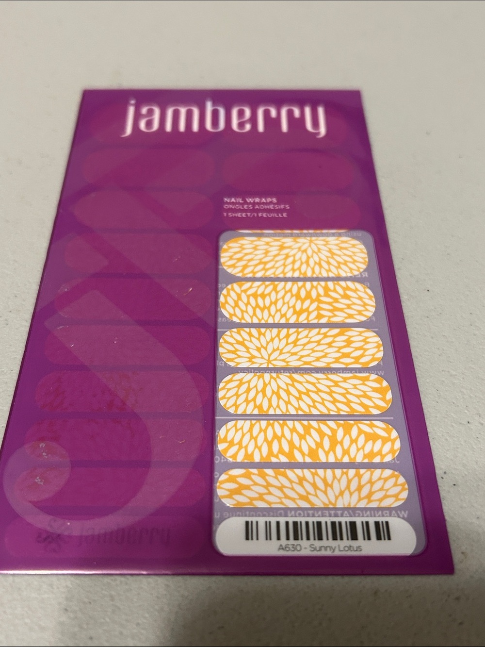 Jamberry Yellow Sunny Lotus Floral Nail Wraps